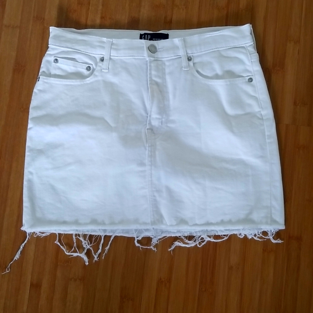 White Denim Mini Skirt